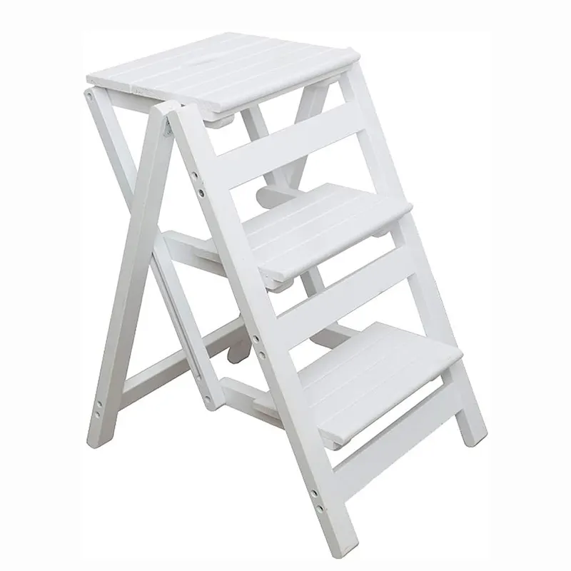 Taburete escalonado para adultos, silla de mostrador de escalera, taburete escalonado de madera portátil plegable de 3 escalones, antideslizante y ligero