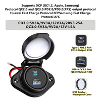 Maßgefertigter Camping-Boot-Outdoor-Bussitz IP67 Gummi-Wasserdichte Abdeckung 65W PD3.0 18W QC3.0 12V 24V USB-Anschluss Auto-Ladegerät Steckdose