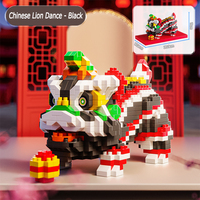 Ensemble de blocs de construction de danse du lion de style chinois jouet pour enfants cadeau de mascotte du nouvel an pour les enfants