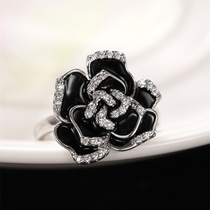Anello con Design a Rosa Nera, Stile Vintage, Gioiello da Dito per Donne - Product Image 4
