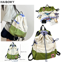 Sac à dos à cordon de serrage HAIBOWY, color block, léger, pour le sport, le camping, les loisirs, pliable, pour les voyages en plein air, pour femmes et filles
