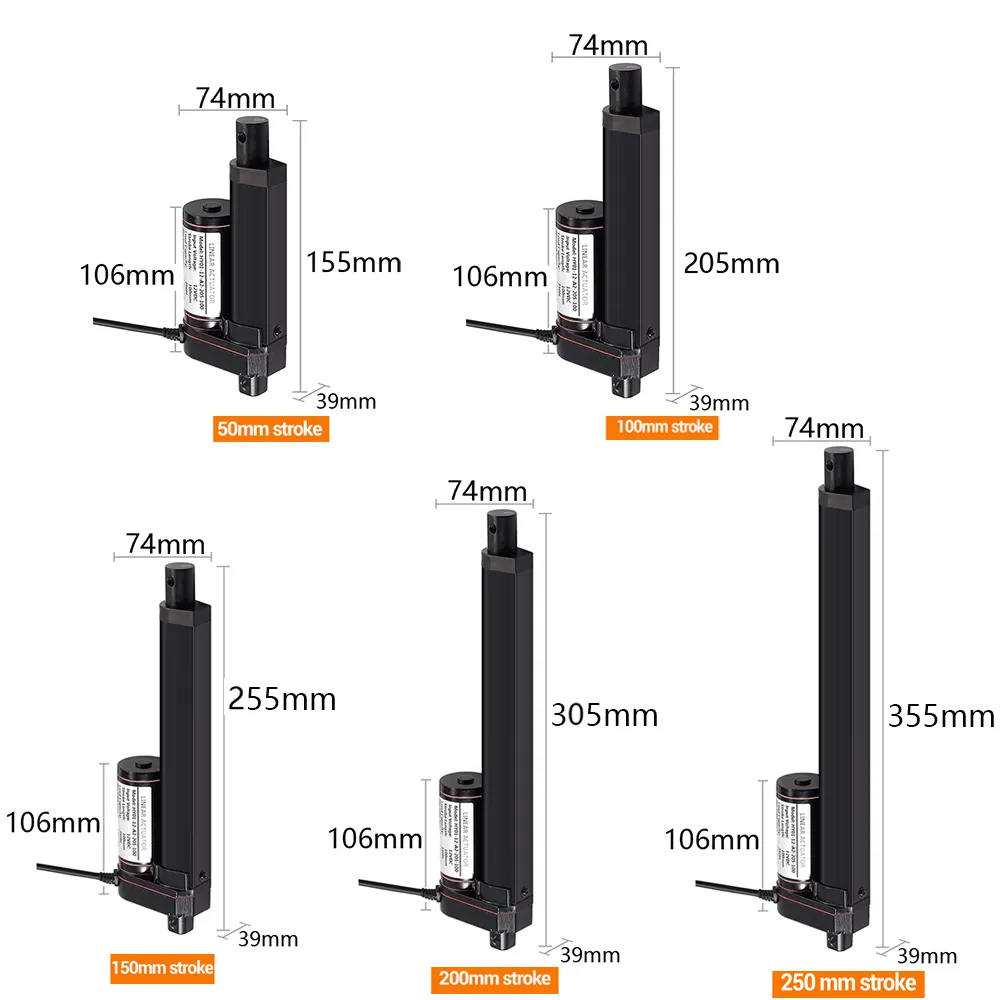 Asta di spinta elettrica 24v 1500N DC motore impermeabile asta telescopica 12V Controller motore lineare idraulico motore a corrente continua con sollevamento dritto