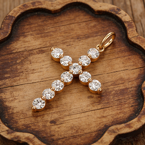 CUSTOM SILVER 10K/14K/18K GOLD PLATED LAB GROWN CVD DIAMOND CLASSIC ENGAGEMENT GIFT SWEATER <b>CHAIN</b> NECKLACE <b>CROSS</b> PENDANT VS - Product Image 3