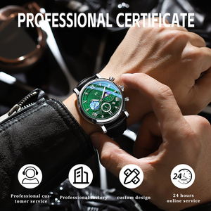 Orologio da <span class=keywords><strong>Uomo</strong></span> al Quarzo Cronografo di Lusso con Logo Personalizzato, Quadrante con Lancette Luminose, Calendario, Impermeabile, Cinturino <span class=keywords><strong>in</strong></span> Pelle e Cassa <span class=keywords><strong>in</strong></span> Lega da 44mm - Product Image 5