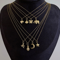 Nouvelles Arrivées Breloques en Or Massif 14K Pendentif Forme Cœur Étoile Lune Éléphant Bijoux Fins en Or Massif Personnalisables Cadeau Femme