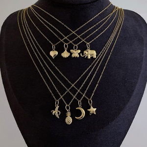 Kedatangan Baru Liontin Emas Padat 14K Bentuk Hati Bintang Bulan Gajah Hadiah Wanita Perhiasan Emas Padat Kustom - Product Image 6