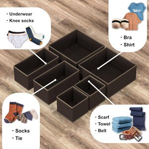 Set of <b>6</b> Fabric Foldable Dresser <b>Drawer</b> Storage Bins Wardrobe Organizers Storage Boxes & Bins Clothing Organizer Customized Logo - Product Image 6
