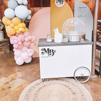 Chariot à bonbons mobile en métal et bois avec parasol, chariot de présentation alimentaire mobile pour mariage, foire, gâteau, glace pilée, promotion matcha