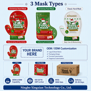 Coffret Cadeau <span class=keywords><strong>de</strong></span> Noël Masques Mains et Pieds Sans Silicone Hydratants et Nourrissants Vente en Gros Logo Personnalisé OEM ODM Marque Privée Approvisionnement en Vrac - Product Image 4