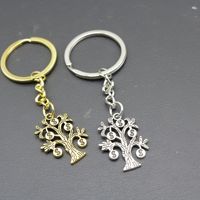 Para Ağacı Anahtarlık, 21x30mm, Hediyeler ve Araba Anahtarları için Metal Vintage Ağaç Şeklinde Süs, Altın Gümüş