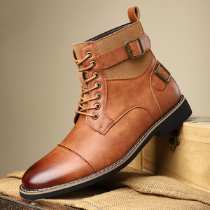 Botas de Trabajo para Hombre Estilo Británico 2026, Antideslizantes, Retro, con Cordones, Punta Redonda, de Cuero - Product Image 4