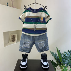 Annshine Fashion 2026 Nuovo Set Estivo Trendy per Bambini, Stile <span class=keywords><strong>Bad</strong></span> <span class=keywords><strong>Boy</strong></span>, Abbigliamento Hip e Alla Moda per Piccoli Eleganti - Product Image 2