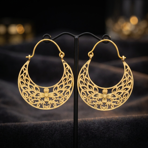 ต่างหูระย้าประดับลูกปัด ทอง 14K ชุบทองเหลือง จากราชสถาน - Product Image 3