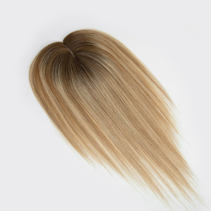 Topper capillaire en soie couleur Balayage pour femme, toupet en soie pour salon, grand stock prêt à expédier, Topper capillaire en cheveux humains avec base en soie - Product Image 4