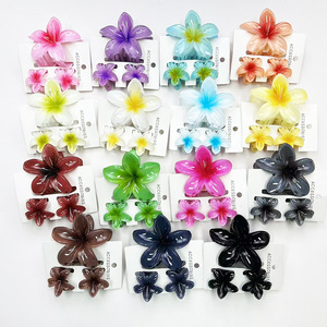 Jiamu – Nouvel ensemble de 3 pinces à cheveux en acrylique style coréen pour femmes et filles, <span class=keywords><strong>2</strong></span> petites + 1 grande taille, accessoires pour cheveux en forme de fleur - Product Image 3