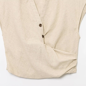 PB&ZA <span class=keywords><strong>Blusas</strong></span> <span class=keywords><strong>Plisadas</strong></span> Elegantes de Verano 2025 para Mujer, <span class=keywords><strong>Blusas</strong></span> Vintage sin Mangas, Camisas Femeninas, <span class=keywords><strong>Blusas</strong></span> Chic - Product Image 4