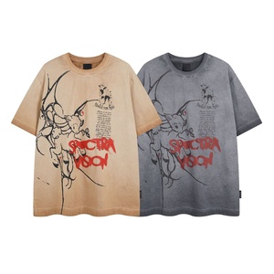 T-shirt à manches courtes pour homme, 100 % coton, imprimé coloré, style streetwear vintage, nouvelle collection été, qualité supérieure, vente en gros - Product Image 1