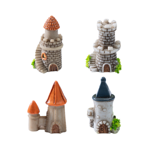 3D casa jardín decorativo pueblo miniatura resina <span class=keywords><strong>Castillo</strong></span> adornos Navidad figuritas Europa decoración conjunto acuario figurita - Product Image 1