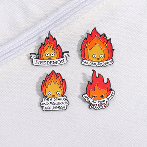 かわいいアニメ炎エナメルラペルピン漫画バッジピン火と言葉キャストテクニック - Product Image 2