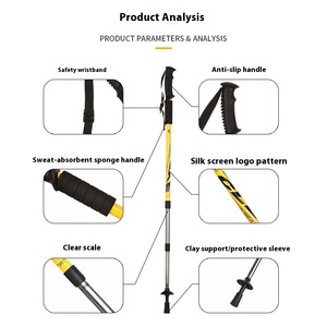 Cleye Factory Direct Béquilles en alliage d'aluminium avec poignée en caoutchouc Bâton de marche télescopique pour l'escalade Marche en gros - Product Image 4