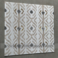 Ubin Dinding Mosaik Logam Emas Marmer Linear Pola Berlian Geometris