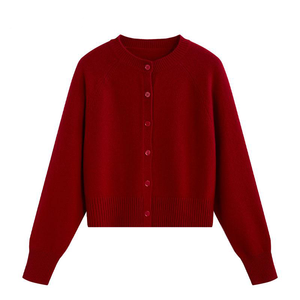 VETLURY - Cardigan court 100% <span class=keywords><strong>laine</strong></span> - Pull élégant à col rond - Luxe discret, doux et chaud - Service OEM ODM - Product Image 3