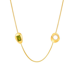 Emerald Pearl Necklace Simple Design Snake <b>Chain</b> Korean Style 14k Stainless Steel Necklace Wholesale - Product Image 1