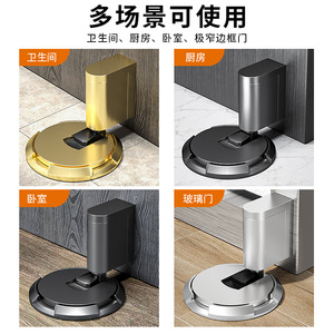 Butée de porte au sol Zhan Han en alliage de zinc brossé électroplaqué, silencieuse et anti-collision pour salle de bain - Product Image 3