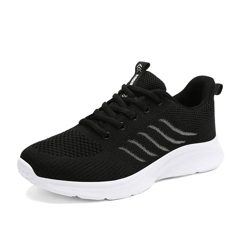Lightweight lace-up vulcanized shoes customized breathable flying woven casual shoes fashion style tennis flat sneakers