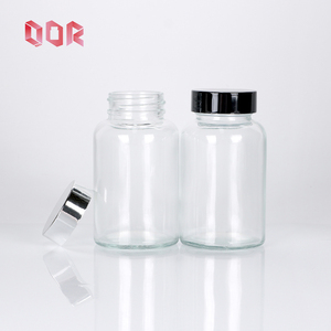 Frascos de Vidrio Transparente Mate de Boca Ancha de 30 ml-250 ml para Cápsulas de Vitaminas, Frascos para Pastillas, Frascos para Medicamentos con Tapa de Rosca de Plástico Dorado - Product Image 2
