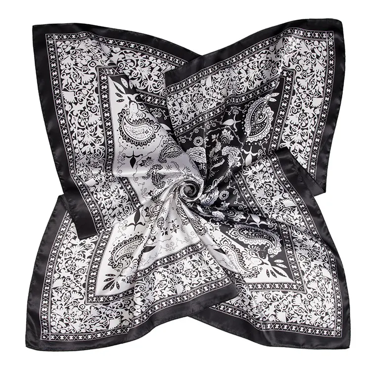 Lenço de algodão de chiffon com estampa de flor, lenço de seda tropical personalizado, estampado para mulheres