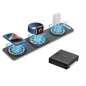 2023 nouveauté 3-en-1 chargeur sans fil pliant magnétique Transparent avec Microphone 3-en-1 téléphone portable <span class=keywords><strong>montre</strong></span> casque - Product Image 1