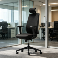 Chaise de bureau de direction moderne avec dossier incurvé en maille respirante, mécanisme renforcé, base 5 étoiles, profondeur de siège réglable