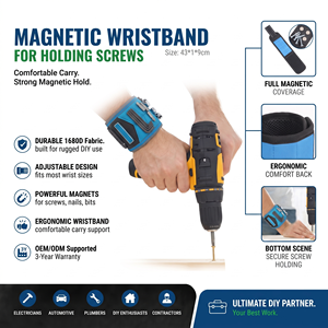 Bolsa Magnética Ajustable para Carpintero con Banda para el Brazo, de Poliéster Balístico 1680D, Impermeable, Personalizable OEM/ODM, Portaherramientas para Tornillos y Clavos - Product Image 1
