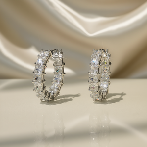 Orecchini a Cerchio di Lusso in Argento 925 con Cristalli e Strass, Placcati in Rodio, Gioielli da Festa per Donne - Product Image 2