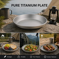 Assiette portable en titane pur pour le camping en plein air avec finition sablée, idéale pour les pique-niques en extérieur