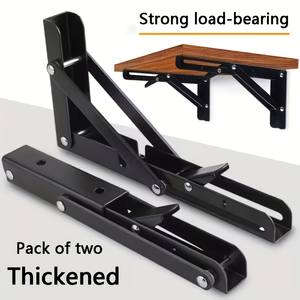 2 supports d'étagère pliables réglables en acier inoxydable chromé, robustes, à fixation murale, style contemporain, pour cuisine, camping-car, motorhome - Product Image 3