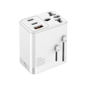 International Plug ที่ชาร์จ USB C 65W <span class=keywords><strong>3</strong></span>พอร์ต,หัวชาร์จแบบพับได้ USB C ที่ชาร์จเร็ว PD GaN ที่ชาร์จทั่วโลกสำหรับยุโรปสหรัฐอเมริกา - Product Image 1