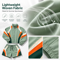 Chaqueta Impermeable de Cuello Alto con Cremallera, Tallas Grandes, y Pantalones Cortos con Cordón Elástico, Color Sólido, Tejido Transpirable y Ligero, Diseño 2 en 1