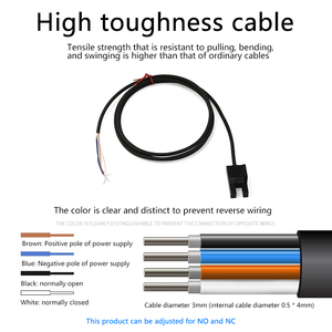 बीम ऑप्टिकल सेंसर यू स्लॉट प्रकार फोटोइलेक्ट्रिक स्विच 1 मीटर केबल संगत मॉडल 670 671 673 674p-w केबल संगत मॉडल 674p-w - Product Image 3