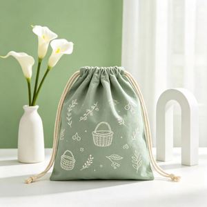 Sac à cordon personnalisé en toile de coton durable avec impression numérique simple de grands dessins animés pour les équipes de basketball et les sports - Product Image 5