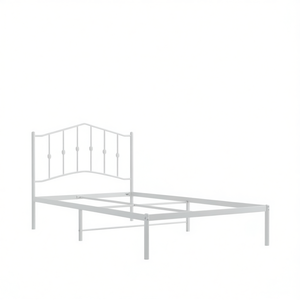 Letto Singolo Moderno in Acciaio Bianco, Design Rettangolare, Letti in Metallo per Camera da Letto - Product Image 1