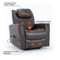 Salon moderne Fauteuil de canapé inclinable en cuir pour personnes âgées avec alimentation électrique Fauteuil pivotant de massage à bascule