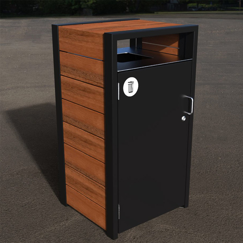 High Quality Commercial 120L Litter Receptacle Outdoor Timber Waste Bin Public Garden Park Wooden Dust Bin