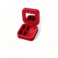 PINUO Étui de voyage de luxe en velours matelassé pour bijoux, avec fermeture éclair, miroir, organiseur de bagues, multicolore, portable, compact, logo personnalisé, marque