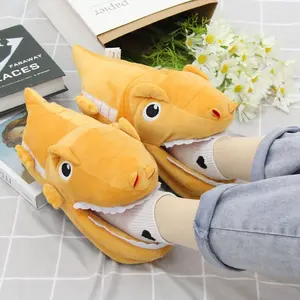 2024 New Cartoon Dinosaur Slipper Plush Animal Shark Cartoon Slipper Indoor Wear Furry Fluffy Fur Slides Sandals Warm Slippers