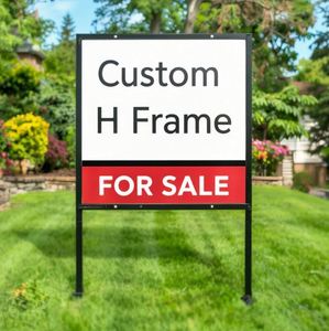 Panneau publicitaire robuste en H de 18 x 24 pouces, personnalisable, vierge, pour messages immobiliers et visites immobilières, avec piquets de jardin, Fabricant - Product Image 1