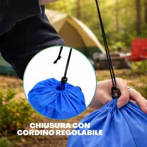 Sedia da Campeggio Pieghevole Blu in Poliestere con Telaio in Metallo, Braccioli e Portabicchieri per Uso Esterno - Product Image 5