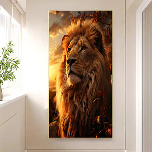 Art mural animal moderne pour le salon décoration <span class=keywords><strong>de</strong></span> la maison décor <span class=keywords><strong>de</strong></span> bureau 3D <span class=keywords><strong>Lion</strong></span> cristal <span class=keywords><strong>peinture</strong></span> porcelaine encadrée - Product Image 5