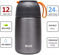 Bocal alimentaire isotherme en acier inoxydable 304 de qualité supérieure, mignon, chauffable et anti-fuite, avec cuillère intégrée, idéal pour le bureau, l'école et les activités de plein air